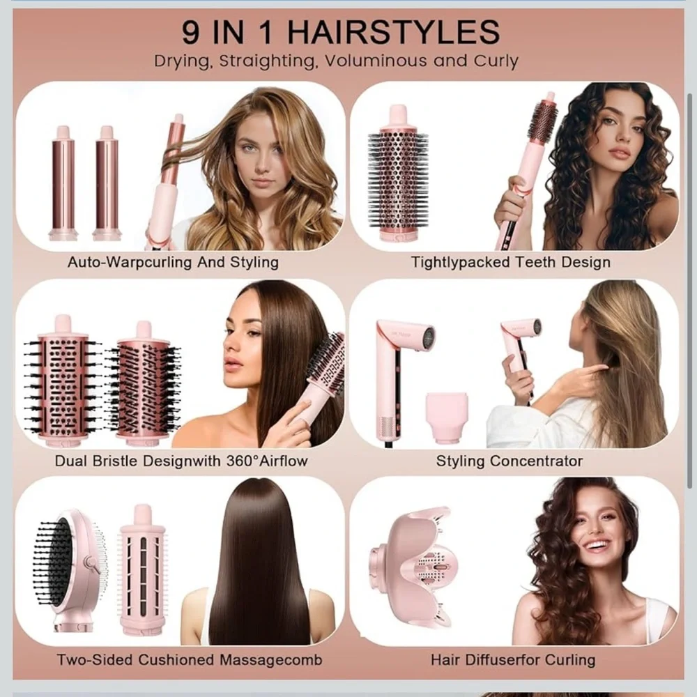 Pink 9-in-1 Hair Styling Set